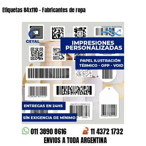 Etiquetas 84x110 - Fabricantes de ropa