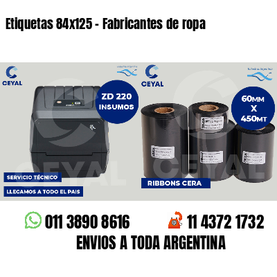 Etiquetas 84x125 - Fabricantes de ropa