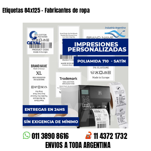 Etiquetas 84x125 - Fabricantes de ropa