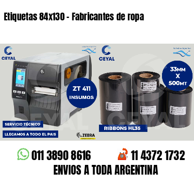 Etiquetas 84x130 - Fabricantes de ropa