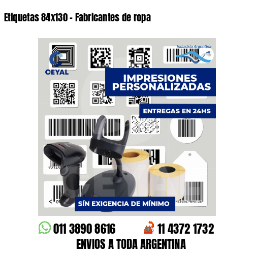 Etiquetas 84x130 - Fabricantes de ropa
