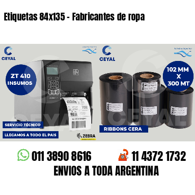 Etiquetas 84x135 - Fabricantes de ropa