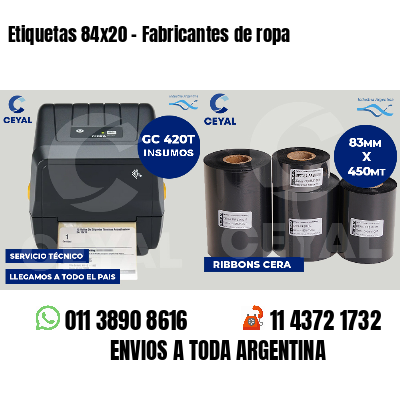 Etiquetas 84x20 - Fabricantes de ropa