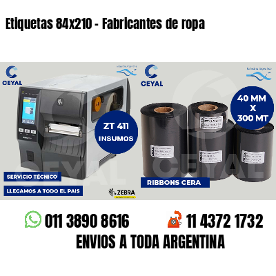 Etiquetas 84x210 - Fabricantes de ropa