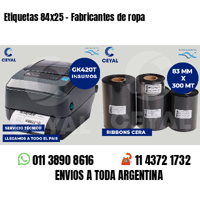 Etiquetas 84x25 - Fabricantes de ropa