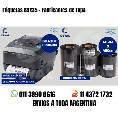 Etiquetas 84x35 - Fabricantes de ropa