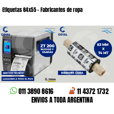 Etiquetas 84x55 - Fabricantes de ropa