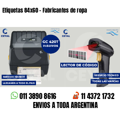 Etiquetas 84x60 - Fabricantes de ropa