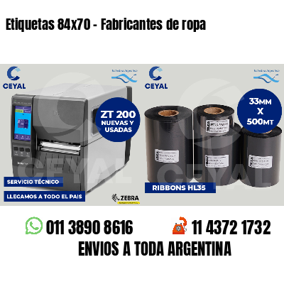 Etiquetas 84x70 - Fabricantes de ropa