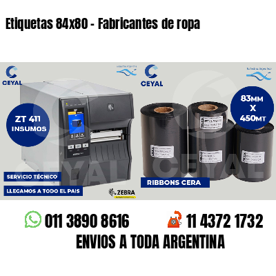 Etiquetas 84x80 - Fabricantes de ropa