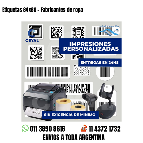 Etiquetas 84x80 - Fabricantes de ropa