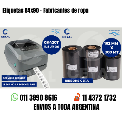 Etiquetas 84x90 - Fabricantes de ropa