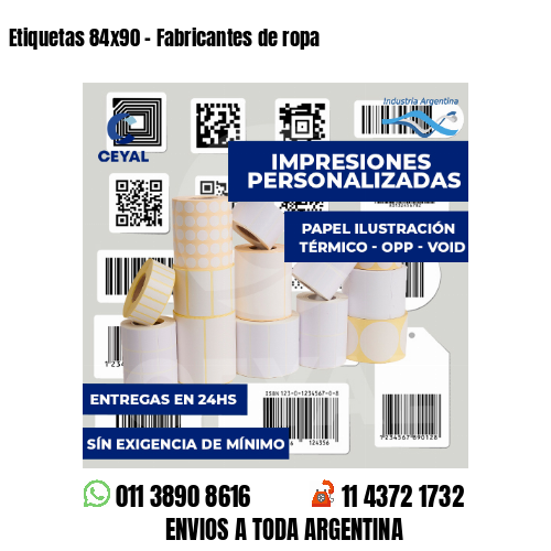 Etiquetas 84x90 - Fabricantes de ropa