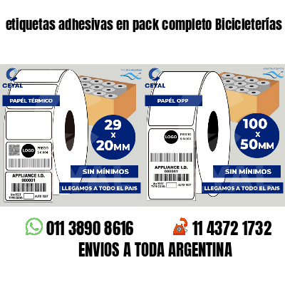 etiquetas adhesivas en pack completo Bicicleterías