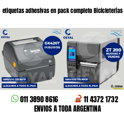 etiquetas adhesivas en pack completo Bicicleterías