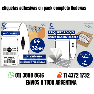 etiquetas adhesivas en pack completo Bodegas