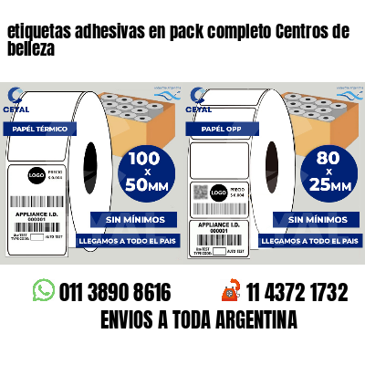 etiquetas adhesivas en pack completo Centros de belleza