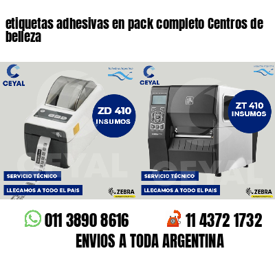 etiquetas adhesivas en pack completo Centros de belleza