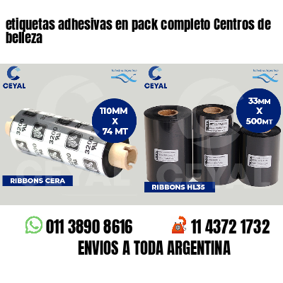etiquetas adhesivas en pack completo Centros de belleza
