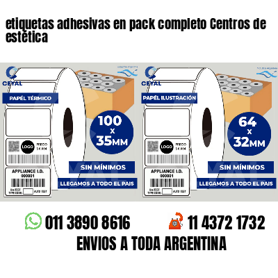 etiquetas adhesivas en pack completo Centros de estética