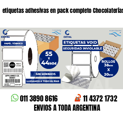 etiquetas adhesivas en pack completo Chocolaterías
