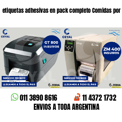 etiquetas adhesivas en pack completo Comidas por peso