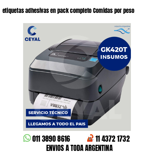 etiquetas adhesivas en pack completo Comidas por peso