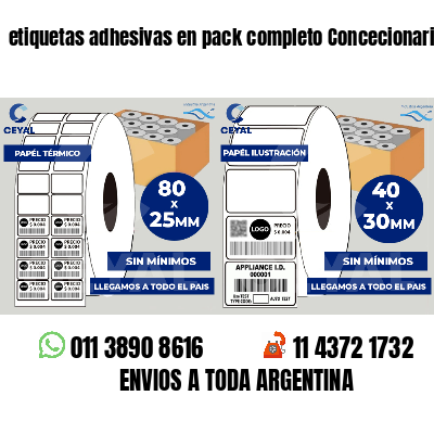 etiquetas adhesivas en pack completo Concecionaria