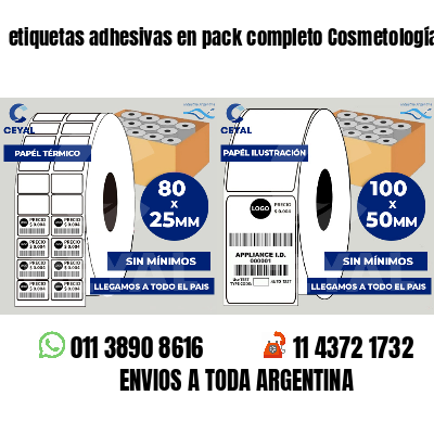 etiquetas adhesivas en pack completo Cosmetología