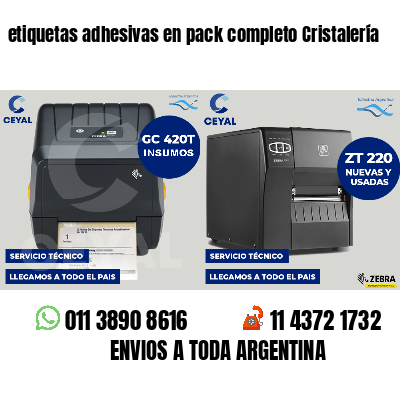 etiquetas adhesivas en pack completo Cristalería