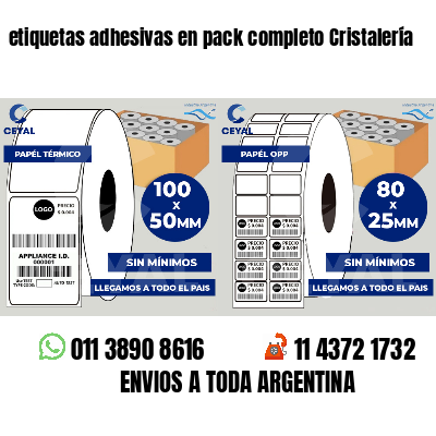 etiquetas adhesivas en pack completo Cristalería