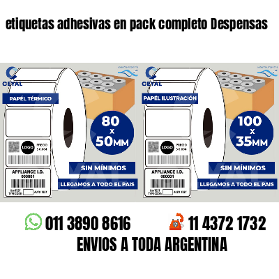 etiquetas adhesivas en pack completo Despensas