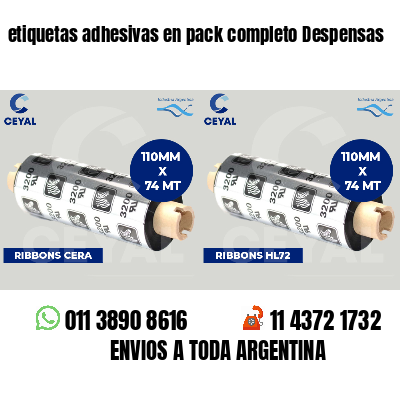 etiquetas adhesivas en pack completo Despensas
