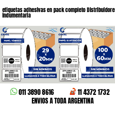 etiquetas adhesivas en pack completo Distribuidores de indumentaria