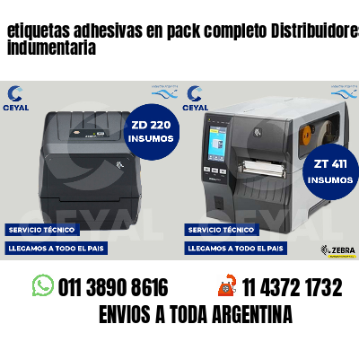 etiquetas adhesivas en pack completo Distribuidores de indumentaria