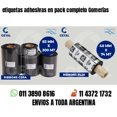 etiquetas adhesivas en pack completo Gomerías