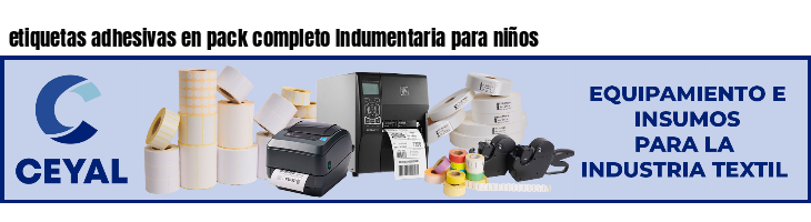 etiquetas adhesivas en pack completo Indumentaria para niños