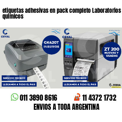 etiquetas adhesivas en pack completo Laboratorios químicos