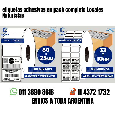 etiquetas adhesivas en pack completo Locales Naturistas