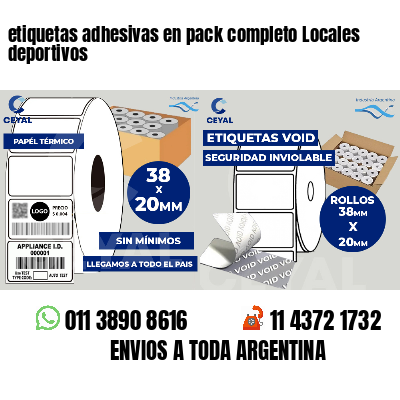 etiquetas adhesivas en pack completo Locales deportivos