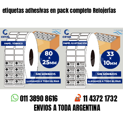 etiquetas adhesivas en pack completo Relojerías