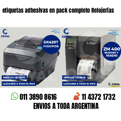 etiquetas adhesivas en pack completo Relojerías