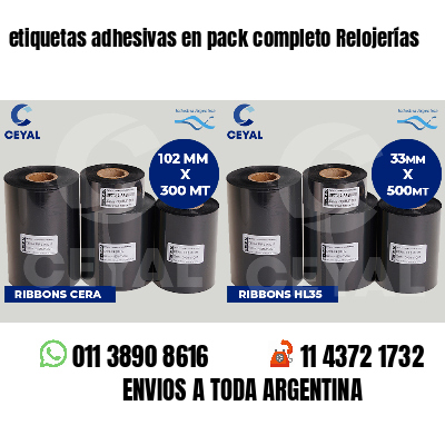 etiquetas adhesivas en pack completo Relojerías