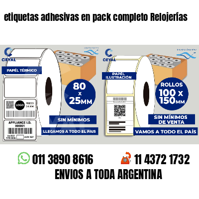 etiquetas adhesivas en pack completo Relojerías