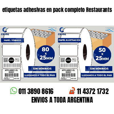 etiquetas adhesivas en pack completo Restaurants