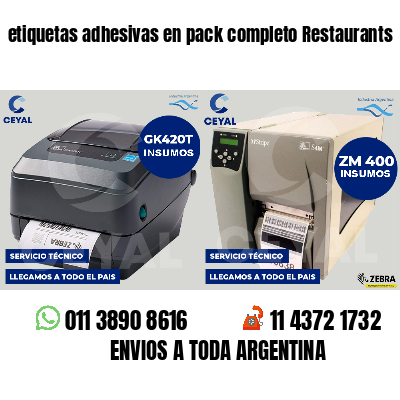 etiquetas adhesivas en pack completo Restaurants
