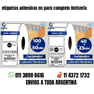 etiquetas adhesivas en pack completo Rotisería