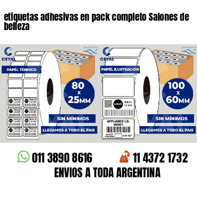 etiquetas adhesivas en pack completo Salones de belleza