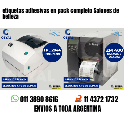 etiquetas adhesivas en pack completo Salones de belleza