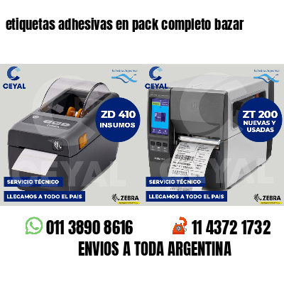 etiquetas adhesivas en pack completo bazar